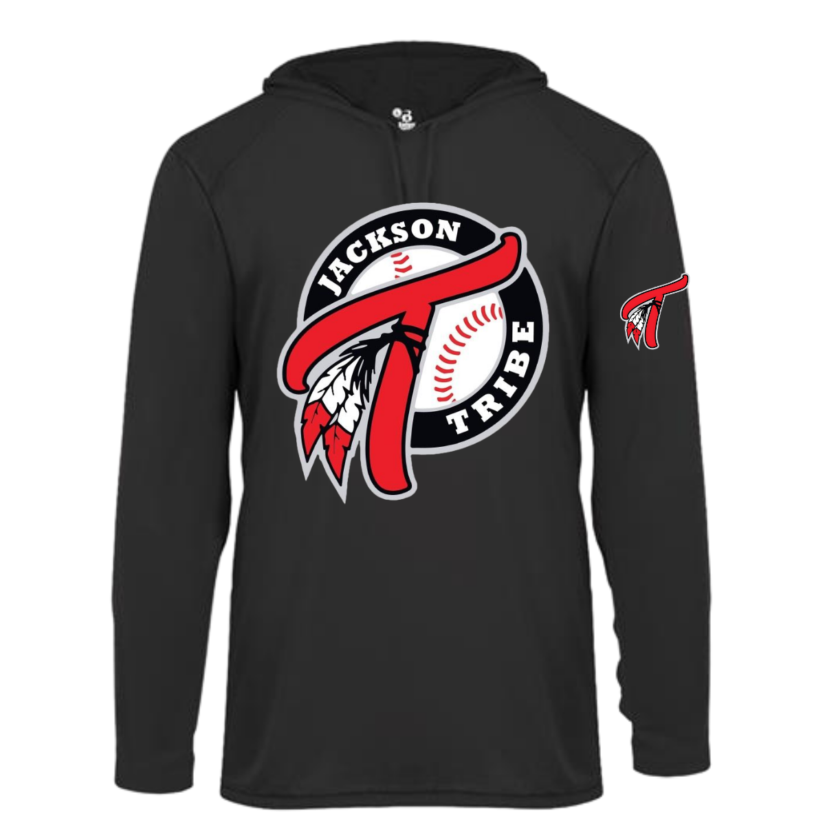 The long sleeve hooded t-shirt features a comfortable and relaxed fit, perfect for layering or wearing on its own. Made from soft, breathable fabric, it provides warmth without sacrificing style. The hood adds a casual touch, making it ideal for outdoor activities or lounging.
Adorning the shirt are vibrant Tribe logos, prominently displayed on the chest and possibly on the sleeves or back, showcasing a sense of community and pride.