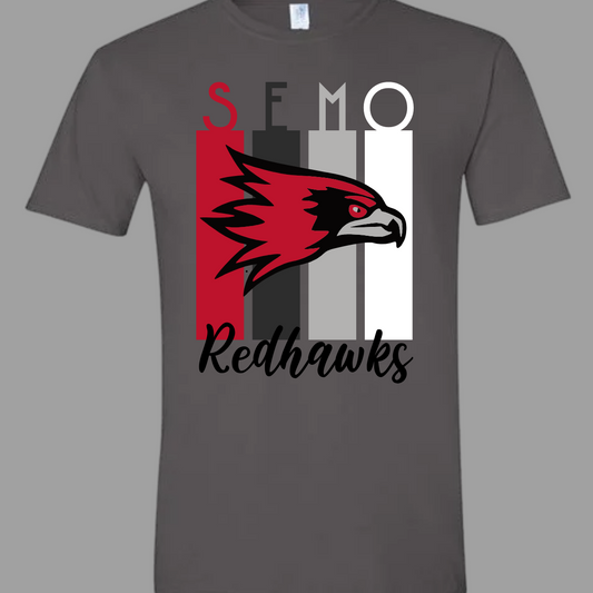 Elevate your style with the SEMO Redhawk charcoal apparel, featuring vibrant colored bars in red, dark grey, light grey, and white. Each letter of "SEMO" proudly sits atop its own bar, creating a striking visual impact. At the center, the fierce Redhawk mascot adds an extra touch of spirit and pride. Perfect for game days or casual outings, this hoodie combines comfort and team pride in one standout piece. Show your support and stay cozy in this stylish tribute to the SEMO Redhawks! Shop at Gorgeousware.com