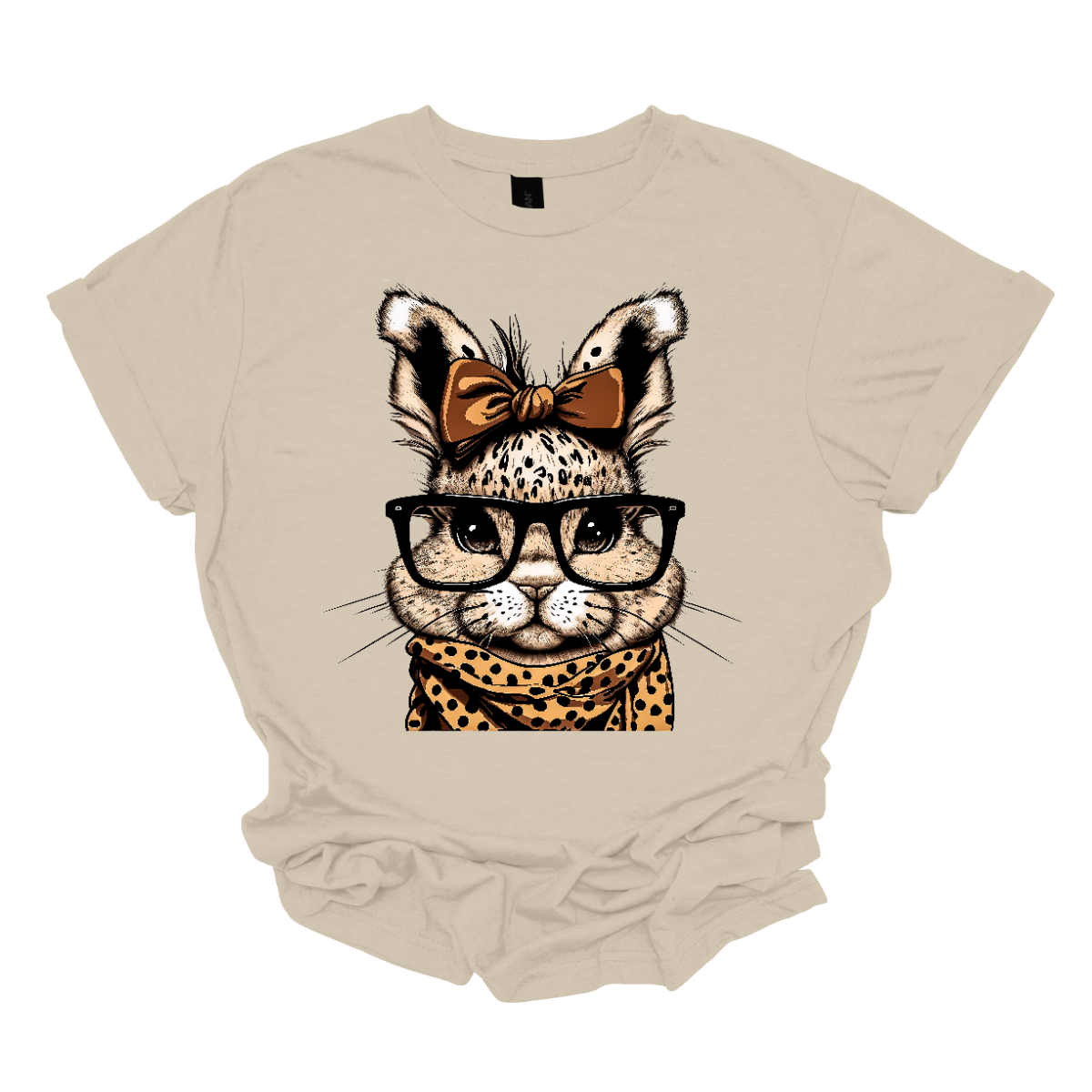 Unleash your wild side this Easter with our charming bunny T-shirt adorned with a cheetah print scarf! This delightful shirt combines the cuteness of a bunny with the fierce elegance of a cheetah, creating a unique and eye-catching design. Shop now at Gorgeousware.com