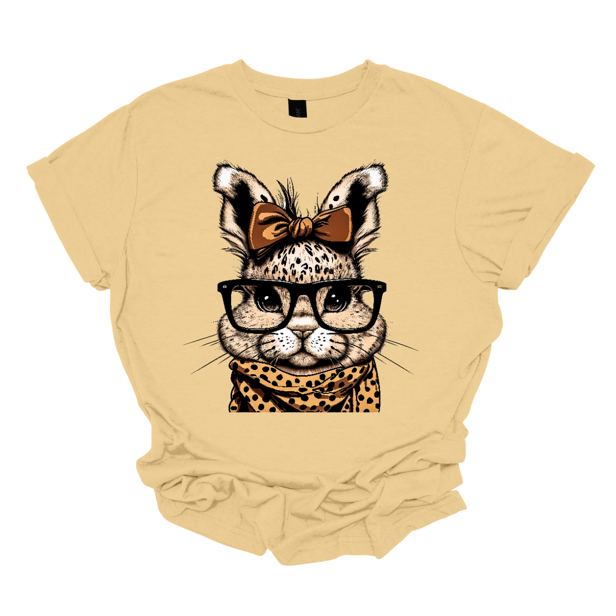 Unleash your wild side this Easter with our charming bunny T-shirt adorned with a cheetah print scarf! This delightful shirt combines the cuteness of a bunny with the fierce elegance of a cheetah, creating a unique and eye-catching design. Shop now at Gorgeousware.com