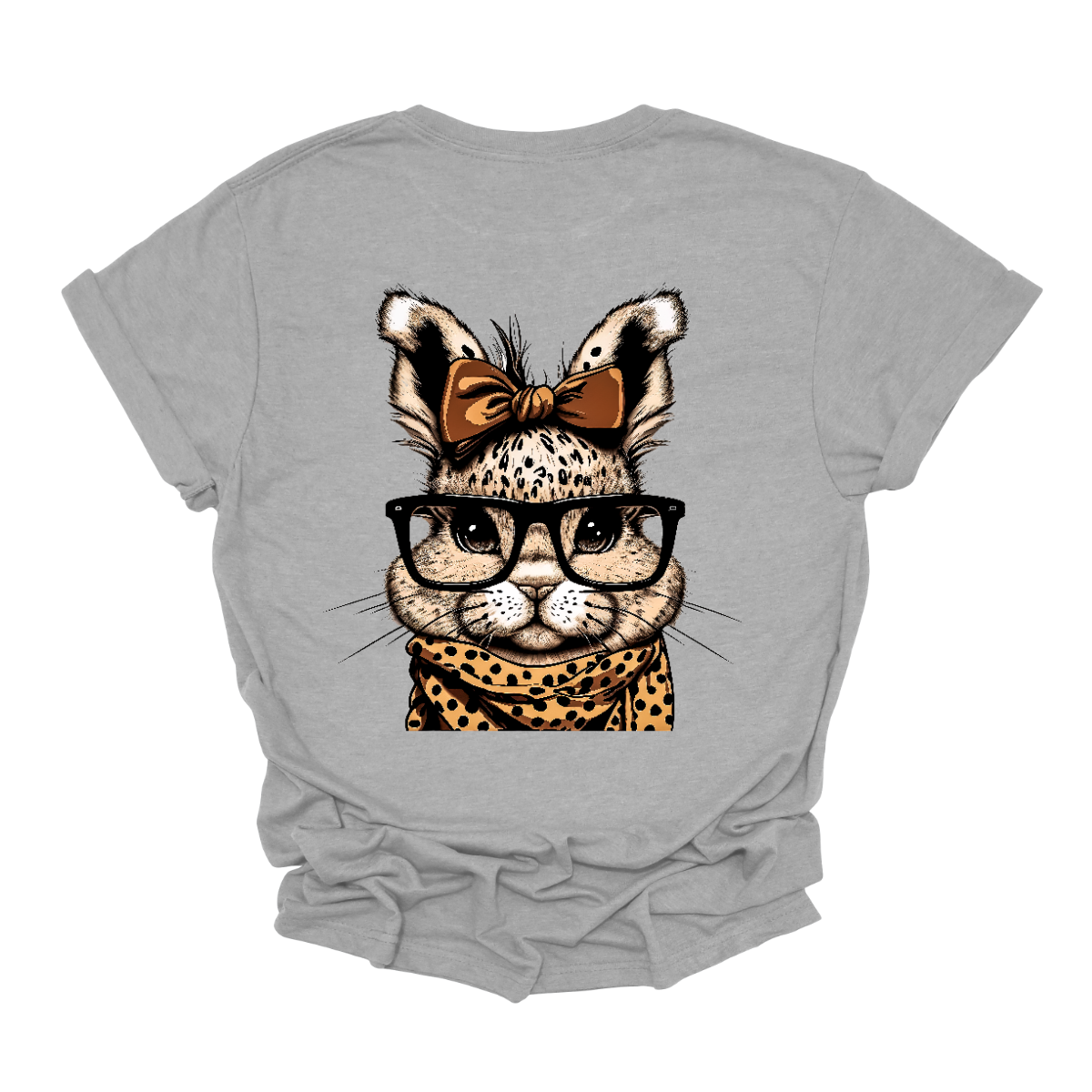 Unleash your wild side this Easter with our charming bunny T-shirt adorned with a cheetah print scarf! This delightful shirt combines the cuteness of a bunny with the fierce elegance of a cheetah, creating a unique and eye-catching design. Shop now at Gorgeousware.com