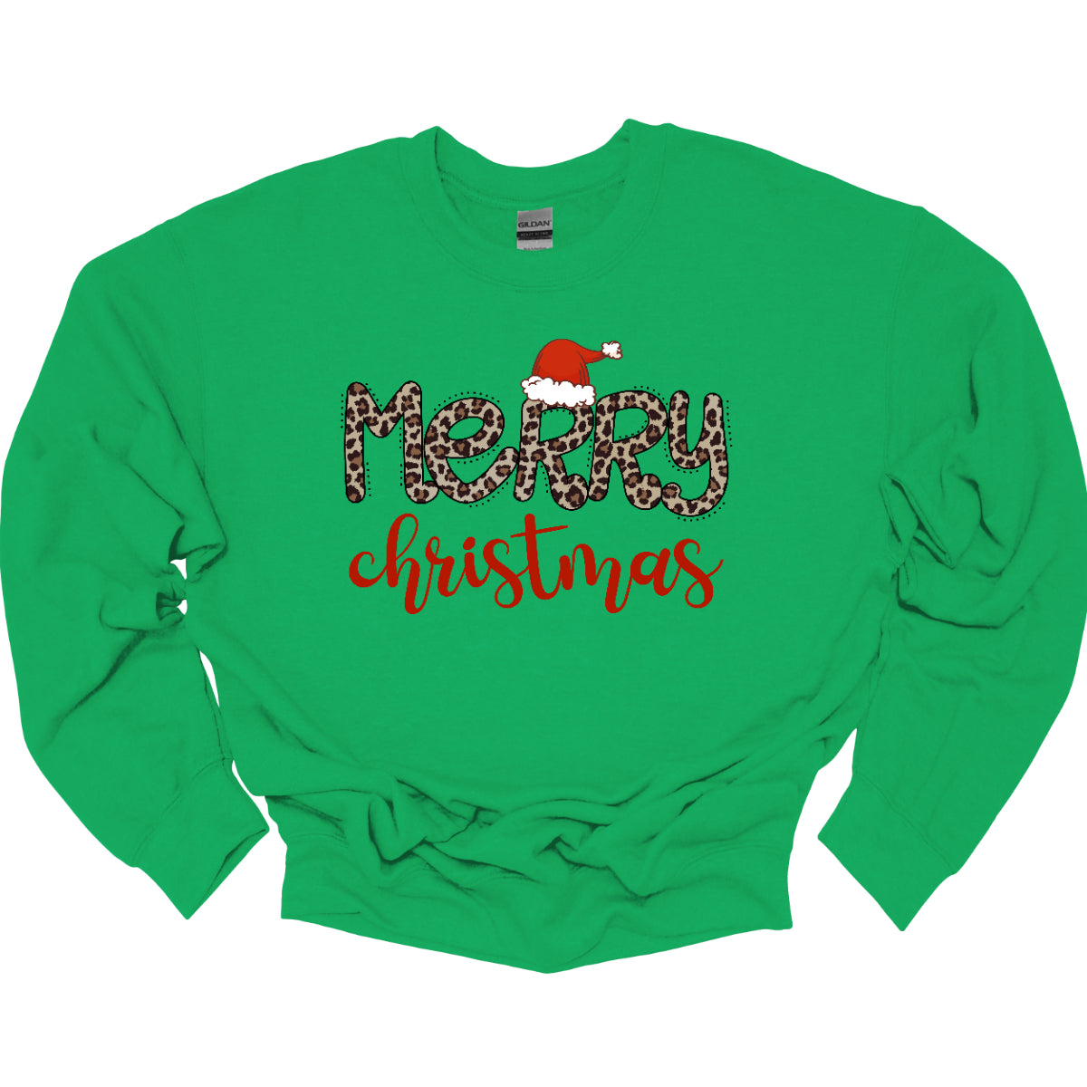 This festive t-shirt features the cheerful phrase "Merry Christmas." The word "Merry" is designed in a playful, bubbly font adorned with a fun cheetah print pattern, making it both eye-catching and stylish. The first "R" is topped with a whimsical Santa hat, adding a delightful holiday touch. Below, the word "Christmas" flows in a beautiful red cursive font, enhancing the festive spirit. This shirt is perfect for spreading holiday cheer with a fun and trendy twist! Shop Gorgeousware.com