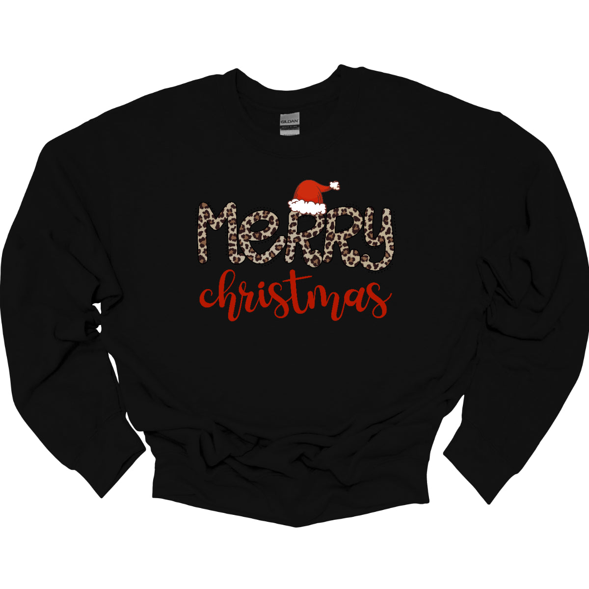 This festive t-shirt features the cheerful phrase "Merry Christmas." The word "Merry" is designed in a playful, bubbly font adorned with a fun cheetah print pattern, making it both eye-catching and stylish. The first "R" is topped with a whimsical Santa hat, adding a delightful holiday touch. Below, the word "Christmas" flows in a beautiful red cursive font, enhancing the festive spirit. This shirt is perfect for spreading holiday cheer with a fun and trendy twist! Shop Gorgeousware.com