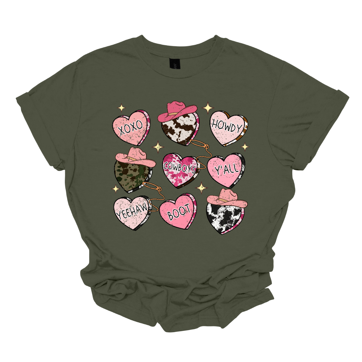 Introducing our "Country Conversation" Valentine's T-shirt – a delightful blend of rustic charm and heartfelt expressions. This shirt features a unique design adorned with hearts that incorporate lassos and cowgirl hats, creating a warm and Western-inspired atmosphere perfect for celebrating love in true country style. The hearts on the shirt are creatively crafted with lassos encircling them, symbolizing the timeless act of roping in affection. Shop at Gorgeousware.com