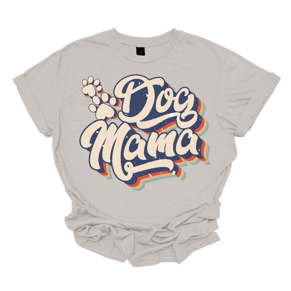 This shirt features the playful and stylish saying "Retro Dog Mama" in large, bold letters, designed to catch the eye with a vintage-inspired font. The letters are printed in a fun, retro style, evoking a sense of nostalgia. Alongside the text, there are cute paw prints scattered throughout the design, adding a touch of whimsy and highlighting the dog lover theme. Shop Gorgeousware.com