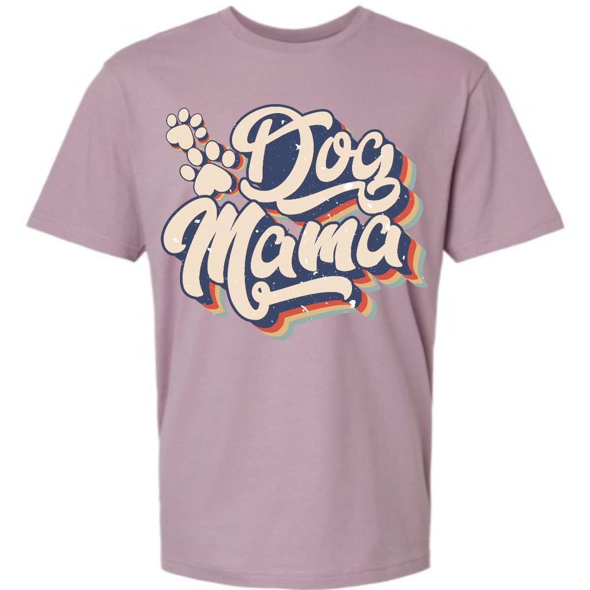 This shirt features the playful and stylish saying "Retro Dog Mama" in large, bold letters, designed to catch the eye with a vintage-inspired font. The letters are printed in a fun, retro style, evoking a sense of nostalgia. Alongside the text, there are cute paw prints scattered throughout the design, adding a touch of whimsy and highlighting the dog lover theme. Shop Gorgeousware.com