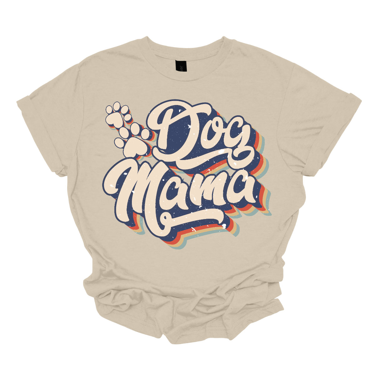 This shirt features the playful and stylish saying "Retro Dog Mama" in large, bold letters, designed to catch the eye with a vintage-inspired font. The letters are printed in a fun, retro style, evoking a sense of nostalgia. Alongside the text, there are cute paw prints scattered throughout the design, adding a touch of whimsy and highlighting the dog lover theme. Shop Gorgeousware.com