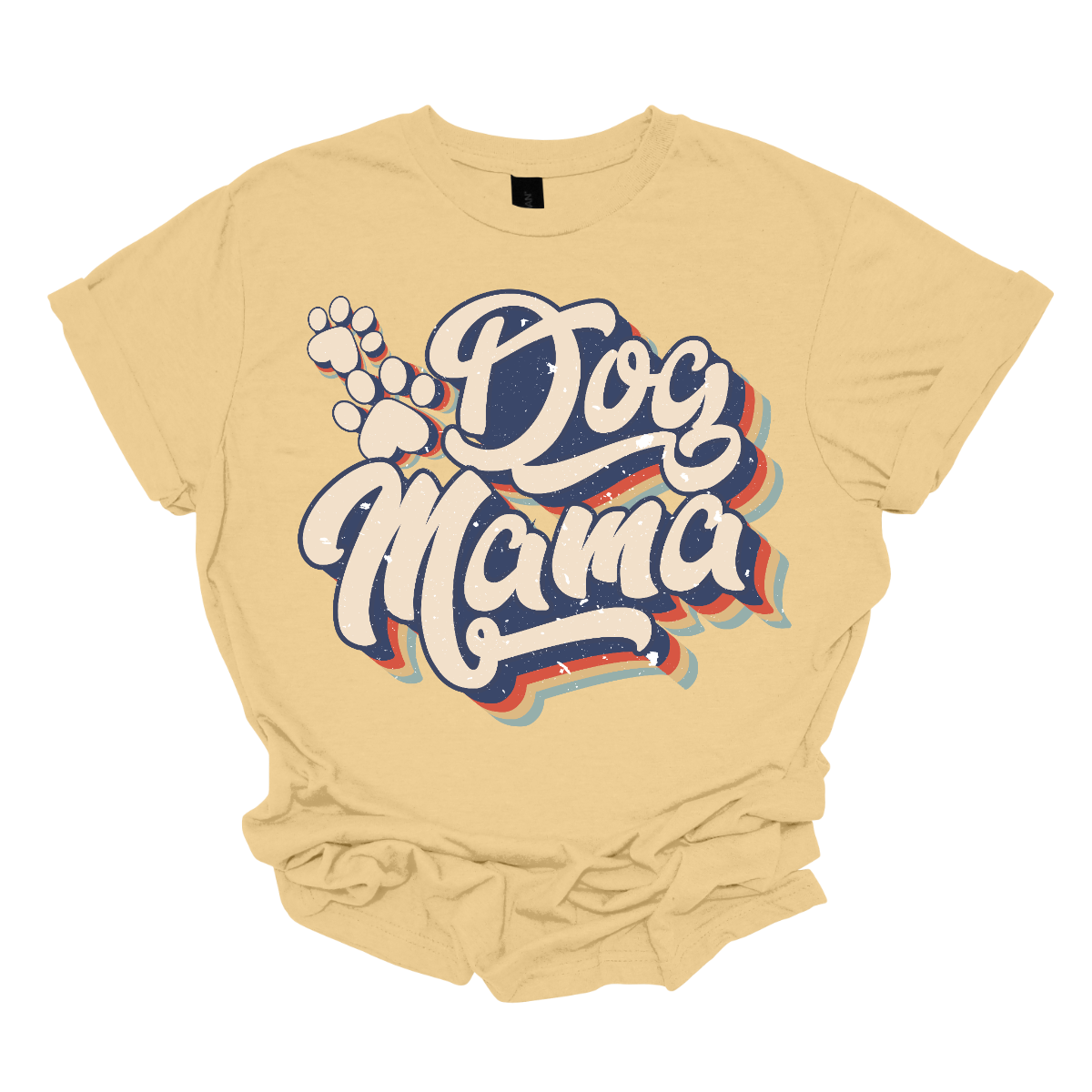This shirt features the playful and stylish saying "Retro Dog Mama" in large, bold letters, designed to catch the eye with a vintage-inspired font. The letters are printed in a fun, retro style, evoking a sense of nostalgia. Alongside the text, there are cute paw prints scattered throughout the design, adding a touch of whimsy and highlighting the dog lover theme. Shop Gorgeousware.com