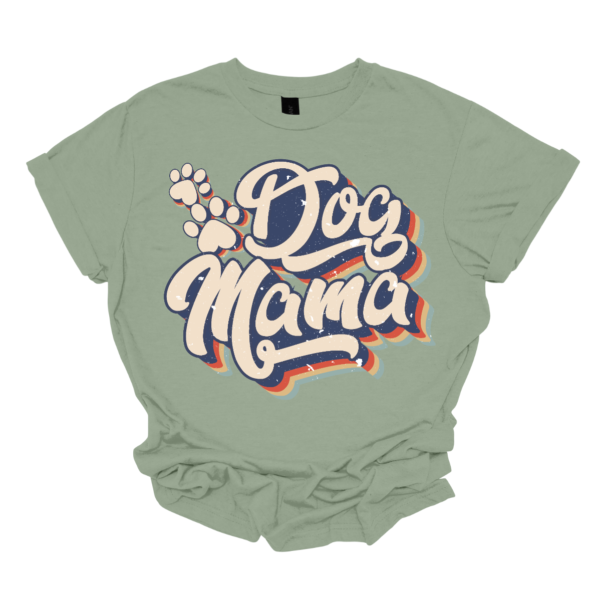 This shirt features the playful and stylish saying "Retro Dog Mama" in large, bold letters, designed to catch the eye with a vintage-inspired font. The letters are printed in a fun, retro style, evoking a sense of nostalgia. Alongside the text, there are cute paw prints scattered throughout the design, adding a touch of whimsy and highlighting the dog lover theme. Shop Gorgeousware.com