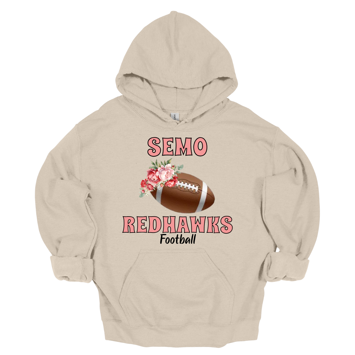 This SEMO hoodie features bold pink SEMO Redhawks lettering across the front, making your pride stand out in eye-catching fashion. A detailed football is accented with delicate flowers adds a unique, feminine twist, while the finishing touch of bold black Football lettering ties the look together. This design blends fierce Redhawk energy with a soft, stylish edge.
Shop at Gorgeousware.com today!