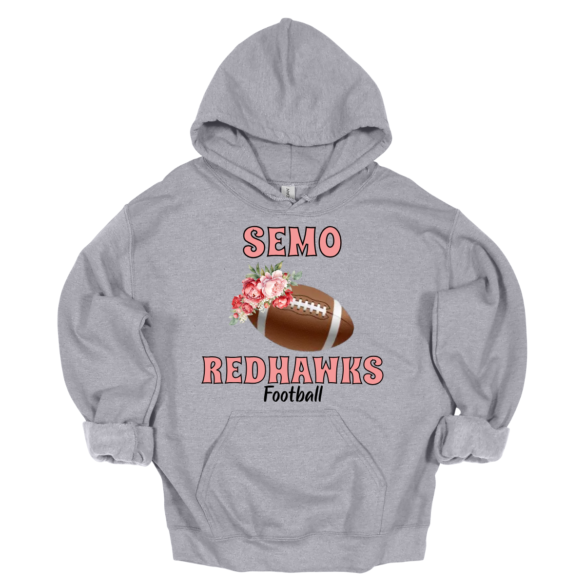 This SEMO hoodie features bold pink SEMO Redhawks lettering across the front, making your pride stand out in eye-catching fashion. A detailed football is accented with delicate flowers adds a unique, feminine twist, while the finishing touch of bold black Football lettering ties the look together. This design blends fierce Redhawk energy with a soft, stylish edge.
Shop at Gorgeousware.com today!