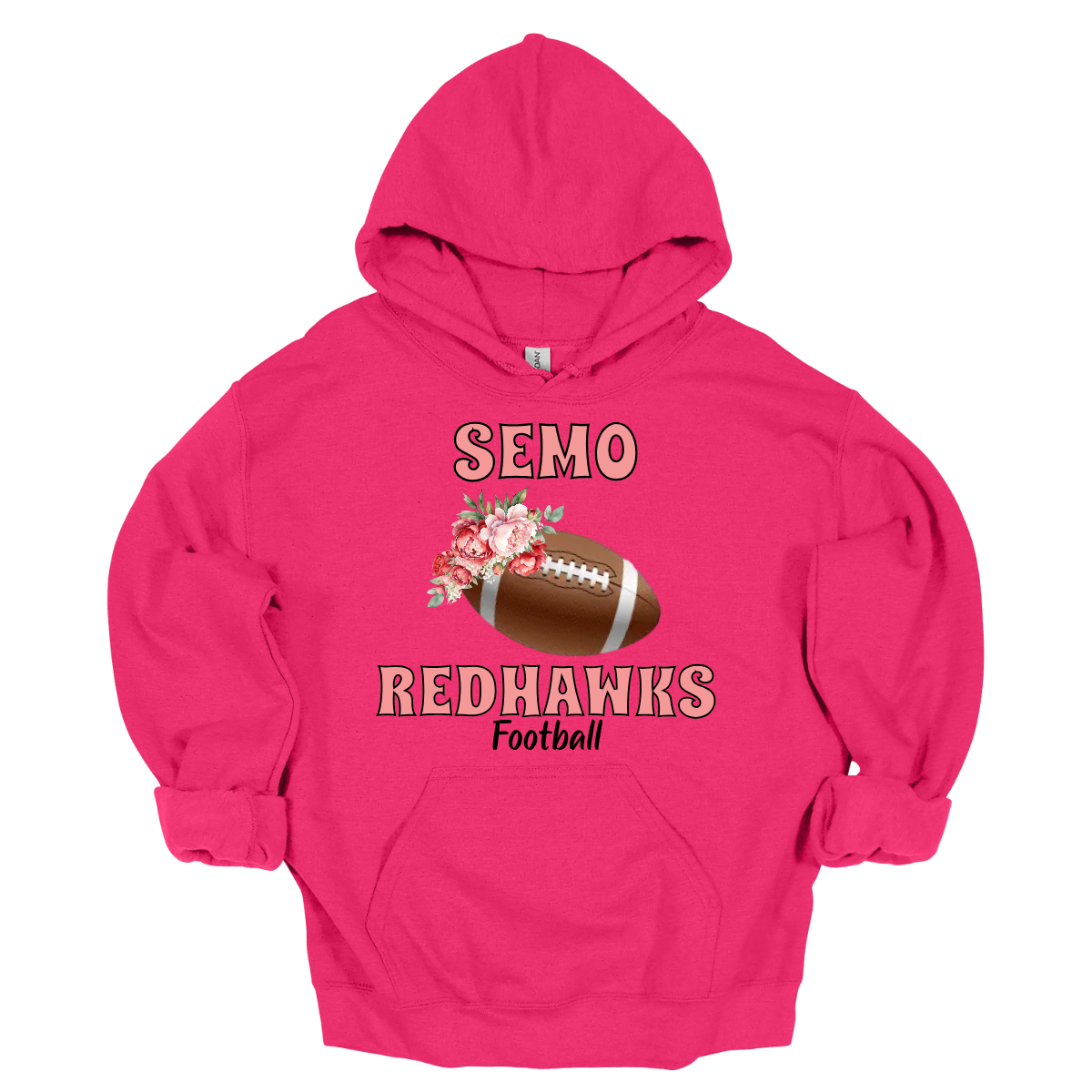 Let your young Redhawk fan shine with this stylish SEMO hoodie in youth sizes! Featuring SEMO Redhawks in bold pink lettering, this piece stands out with a unique football accented by delicate floral details on one side, bringing a touch of charm to game day gear. The design is finished with “Redhawks” in sleek black lettering, balancing bold team spirit with a soft, feminine edge.
Shop at Gorgeousware.com today!