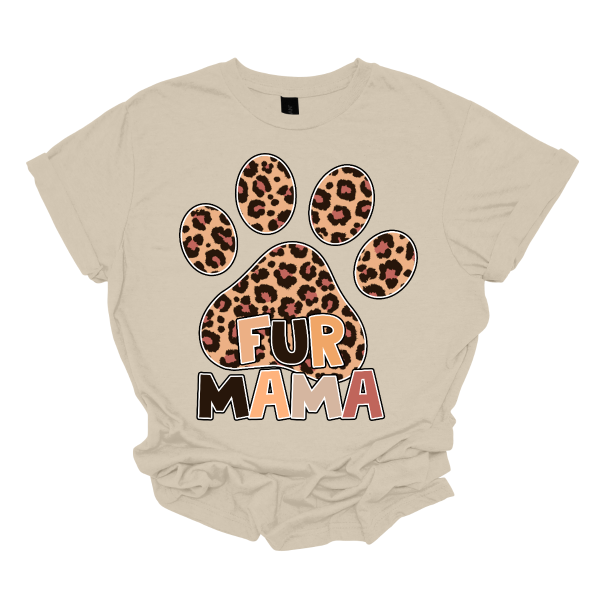 The "Fur Mama" shirt design features a bold and eye-catching large paw print as the central element. Inside the paw print, a stylish animal print pattern adds a wild and trendy touch.
The phrase "Fur Mama" is written in warm, inviting lettering, using block letter font. Shop Gorgeouseware.com