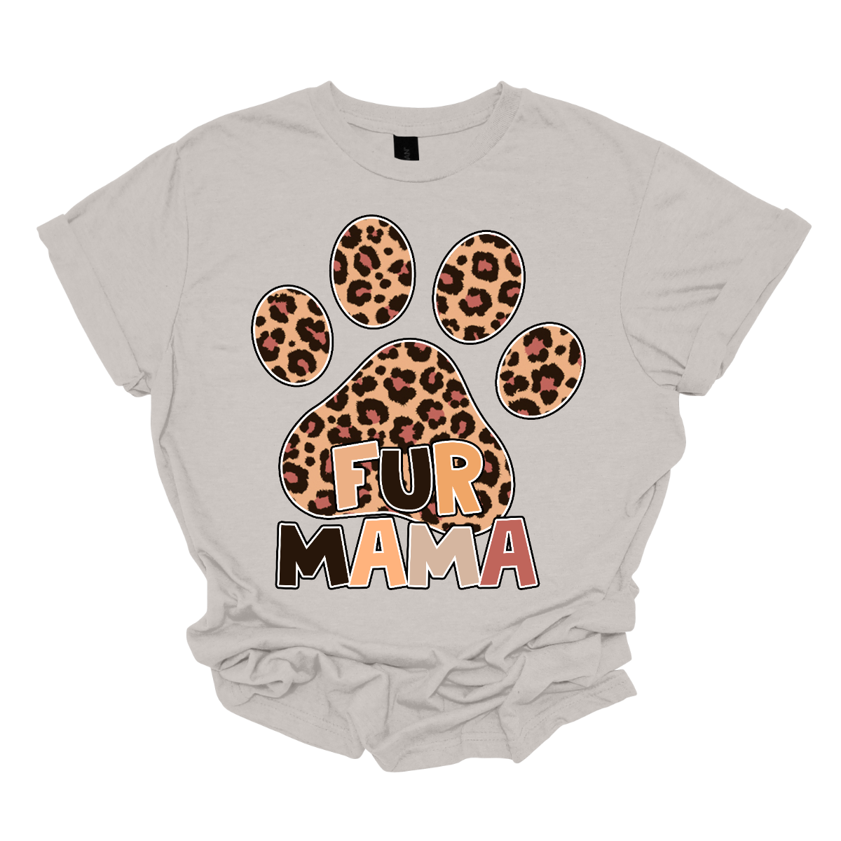 The "Fur Mama" shirt design features a bold and eye-catching large paw print as the central element. Inside the paw print, a stylish animal print pattern adds a wild and trendy touch.
The phrase "Fur Mama" is written in warm, inviting lettering, using block letter font. Shop Gorgeouseware.com
