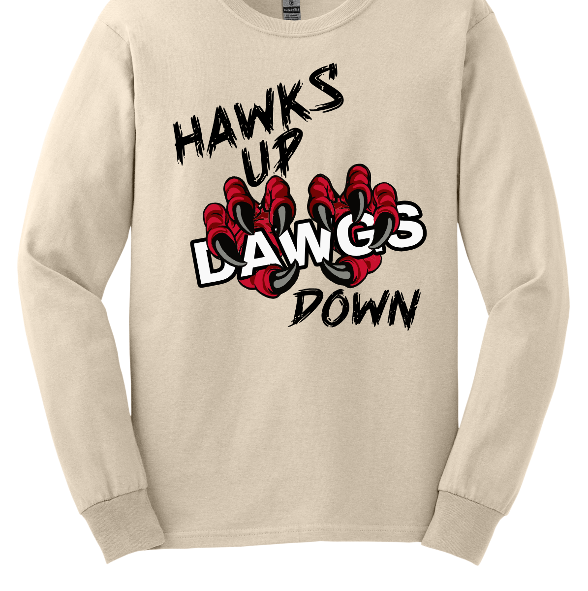 Show your SEMO spirit with our exclusive “Hawks Up, Dawgs Down” design! Available in both short sleeve and long sleeve, this bold piece is a must-have for every Redhawks fan.
The front features striking black lettering that proudly declares “Hawks Up” and “Down”, while fierce Redhawk claws slash through the word “Dawgs” for a powerful rivalry statement. On the upper back center, the fierce SEMO Redhawk logo stands out with SEMO in bold white lettering.
Shop at Gorgeousware.com today!