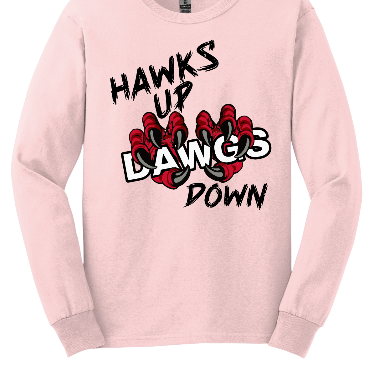 Show your SEMO spirit with our exclusive “Hawks Up, Dawgs Down” design! Available in both short sleeve and long sleeve, this bold piece is a must-have for every Redhawks fan.
The front features striking black lettering that proudly declares “Hawks Up” and “Down”, while fierce Redhawk claws slash through the word “Dawgs” for a powerful rivalry statement. On the upper back center, the fierce SEMO Redhawk logo stands out with SEMO in bold white lettering.
Shop at Gorgeousware.com today!