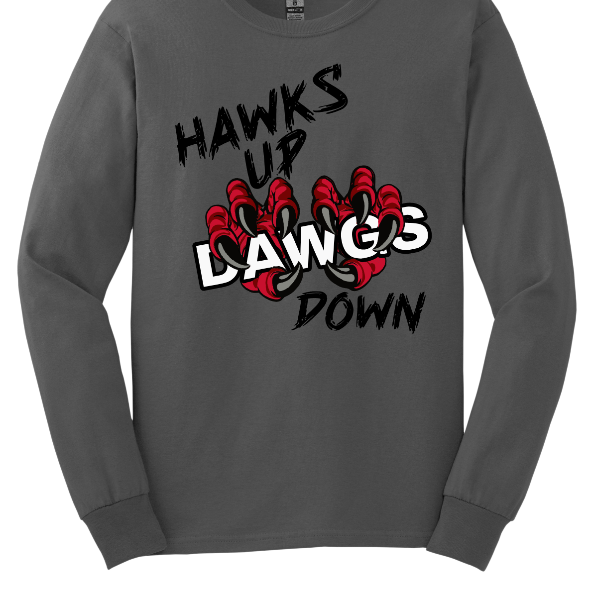 Show your SEMO spirit with our exclusive “Hawks Up, Dawgs Down” design! Available in both short sleeve and long sleeve, this bold piece is a must-have for every Redhawks fan.
The front features striking black lettering that proudly declares “Hawks Up” and “Down”, while fierce Redhawk claws slash through the word “Dawgs” for a powerful rivalry statement. On the upper back center, the fierce SEMO Redhawk logo stands out with SEMO in bold white lettering.
Shop at Gorgeousware.com today!