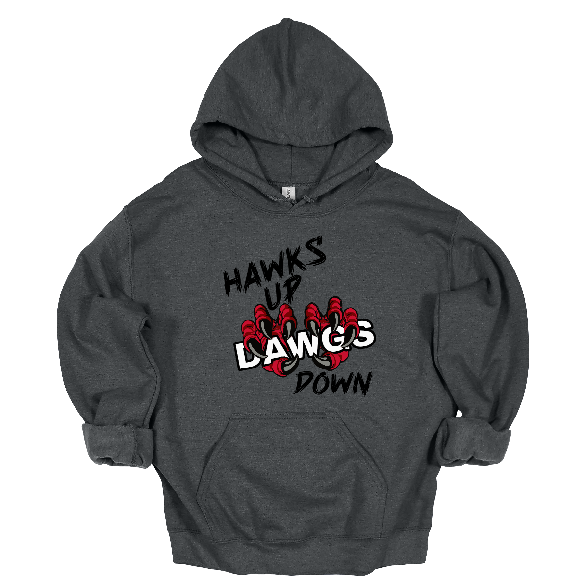 Show your SEMO spirit with our exclusive “Hawks Up, Dawgs Down” design! Available in both crewneck and hoodie, this bold piece is a must-have for every Redhawks fan.
The front features striking black lettering that proudly declares “Hawks Up” and “Down”, while fierce Redhawk claws slash through the word “Dawgs” for a powerful rivalry statement. On the upper back center, the fierce SEMO Redhawk logo stands out with SEMO in bold white lettering.
Shop at Gorgeousware.com today!
