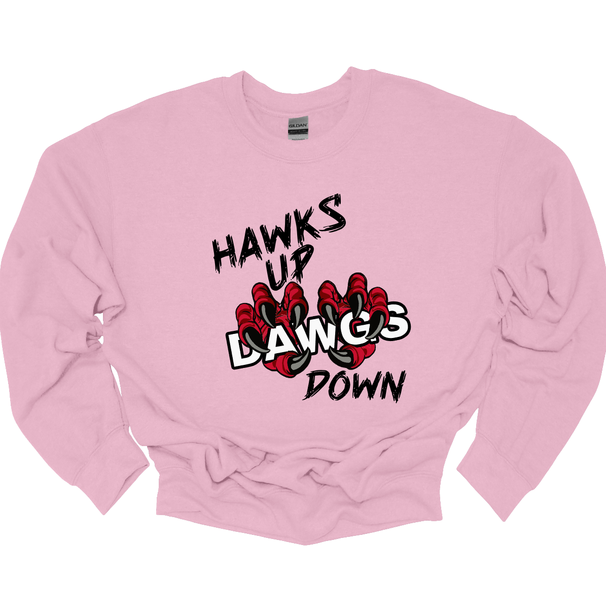 Show your SEMO spirit with our exclusive “Hawks Up, Dawgs Down” design! Available in both crewneck and hoodie, this bold piece is a must-have for every Redhawks fan.
The front features striking black lettering that proudly declares “Hawks Up” and “Down”, while fierce Redhawk claws slash through the word “Dawgs” for a powerful rivalry statement. On the upper back center, the fierce SEMO Redhawk logo stands out with SEMO in bold white lettering.
Shop at Gorgeousware.com today!