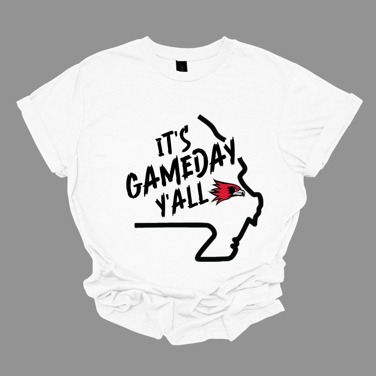 This comfortable and bold SEMO short sleeve shirt features a sleek black outline of the state of Missouri with a fierce SEMO Redhawk proudly pointing to Cape Girardeau, MO — the heart of Redhawk country. Above the Redhawk, the phrase "Game Day Y’all" adds a Southern-inspired rally cry perfect for tailgates, home games, and campus pride.
Shop at Gorgeousware.com today!