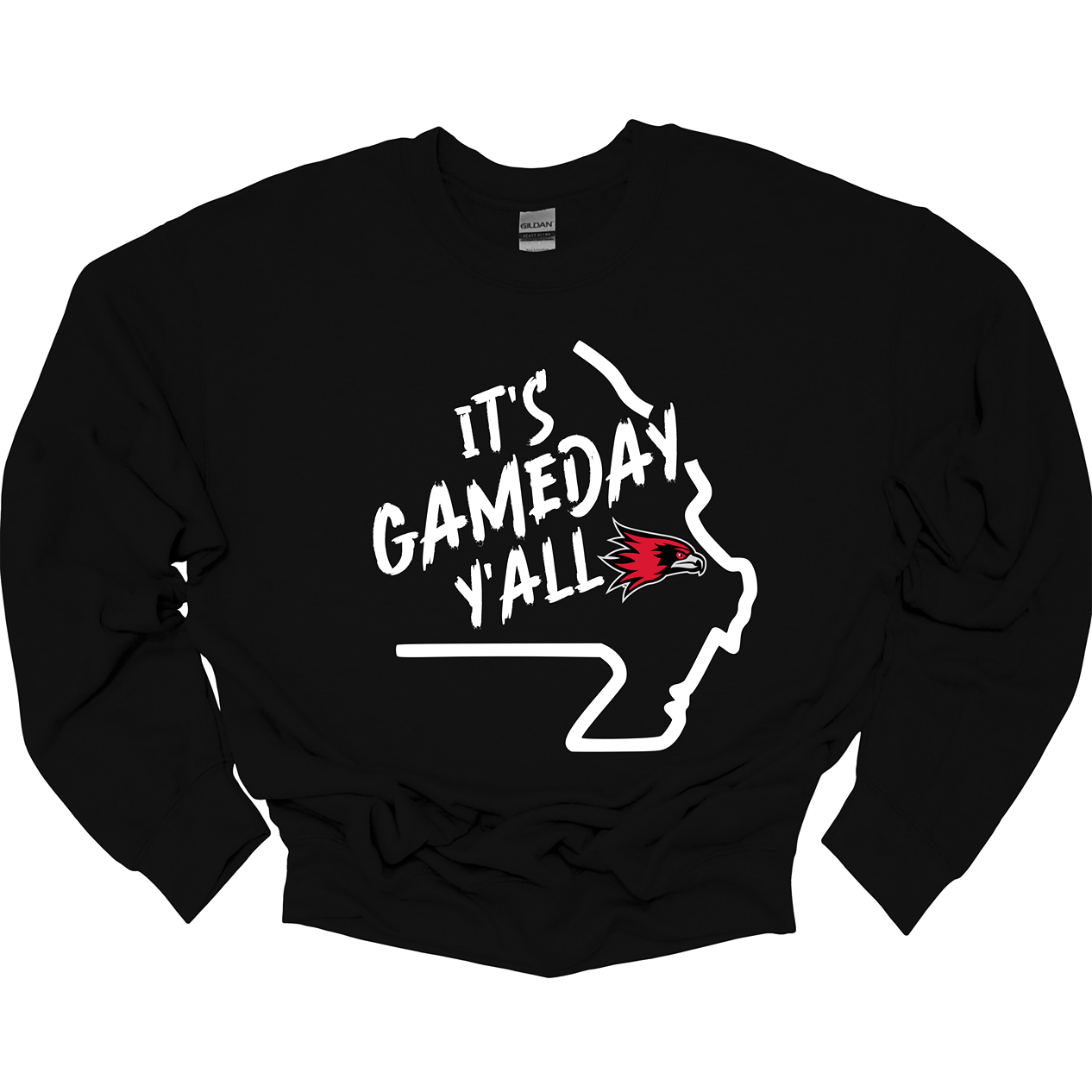 This comfortable and bold SEMO crew features a sleek white outline of the state of Missouri with a fierce SEMO Redhawk proudly pointing to Cape Girardeau, MO — the heart of Redhawk country. Above the Redhawk, the phrase "Game Day Y’all" adds a Southern-inspired rally cry perfect for tailgates, home games, and campus pride.
Shop at Gorgeousware.com today!