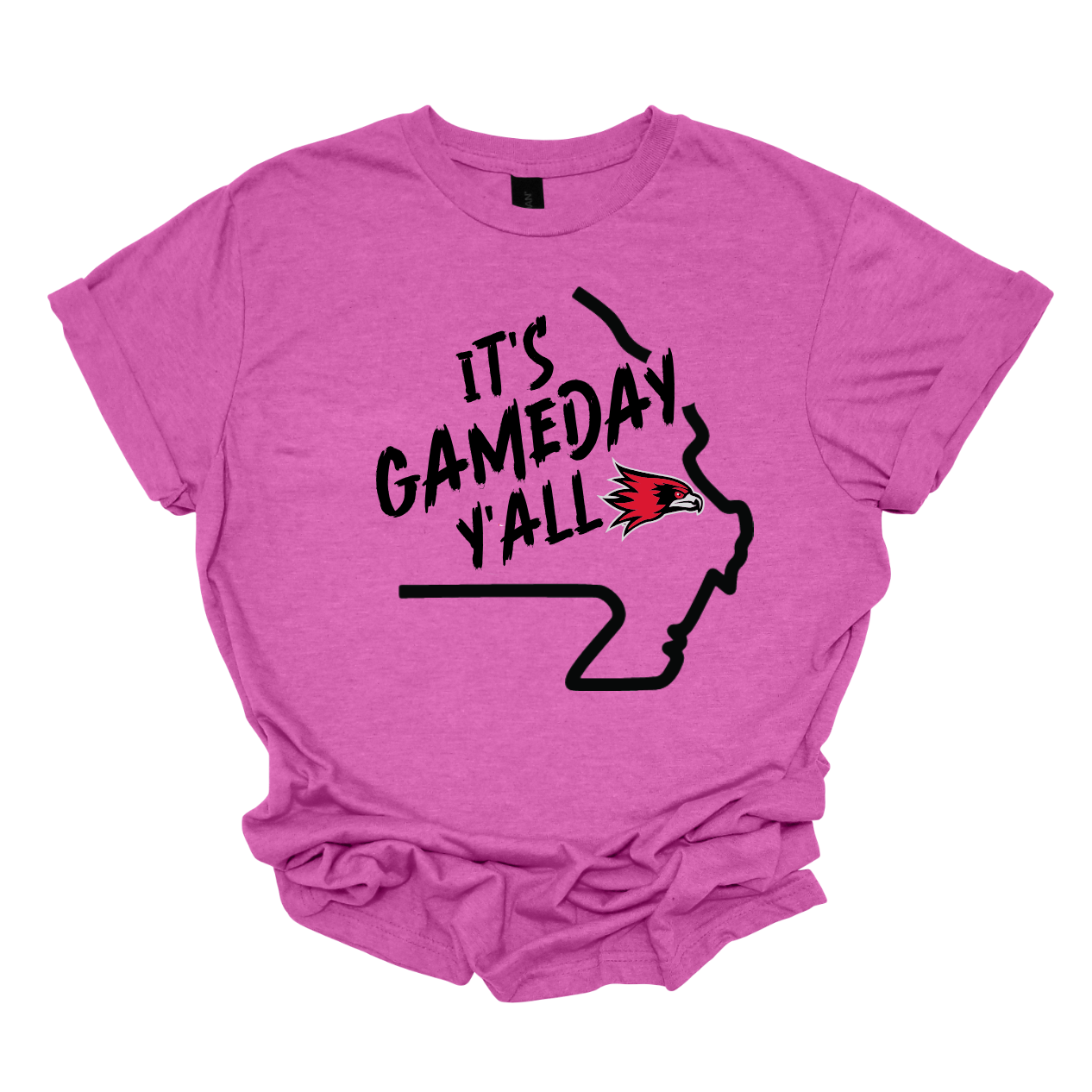 This comfortable and bold SEMO short sleeve shirt features a sleek black outline of the state of Missouri with a fierce SEMO Redhawk proudly pointing to Cape Girardeau, MO — the heart of Redhawk country. Above the Redhawk, the phrase "Game Day Y’all" adds a Southern-inspired rally cry perfect for tailgates, home games, and campus pride.
Shop at Gorgeousware.com today!