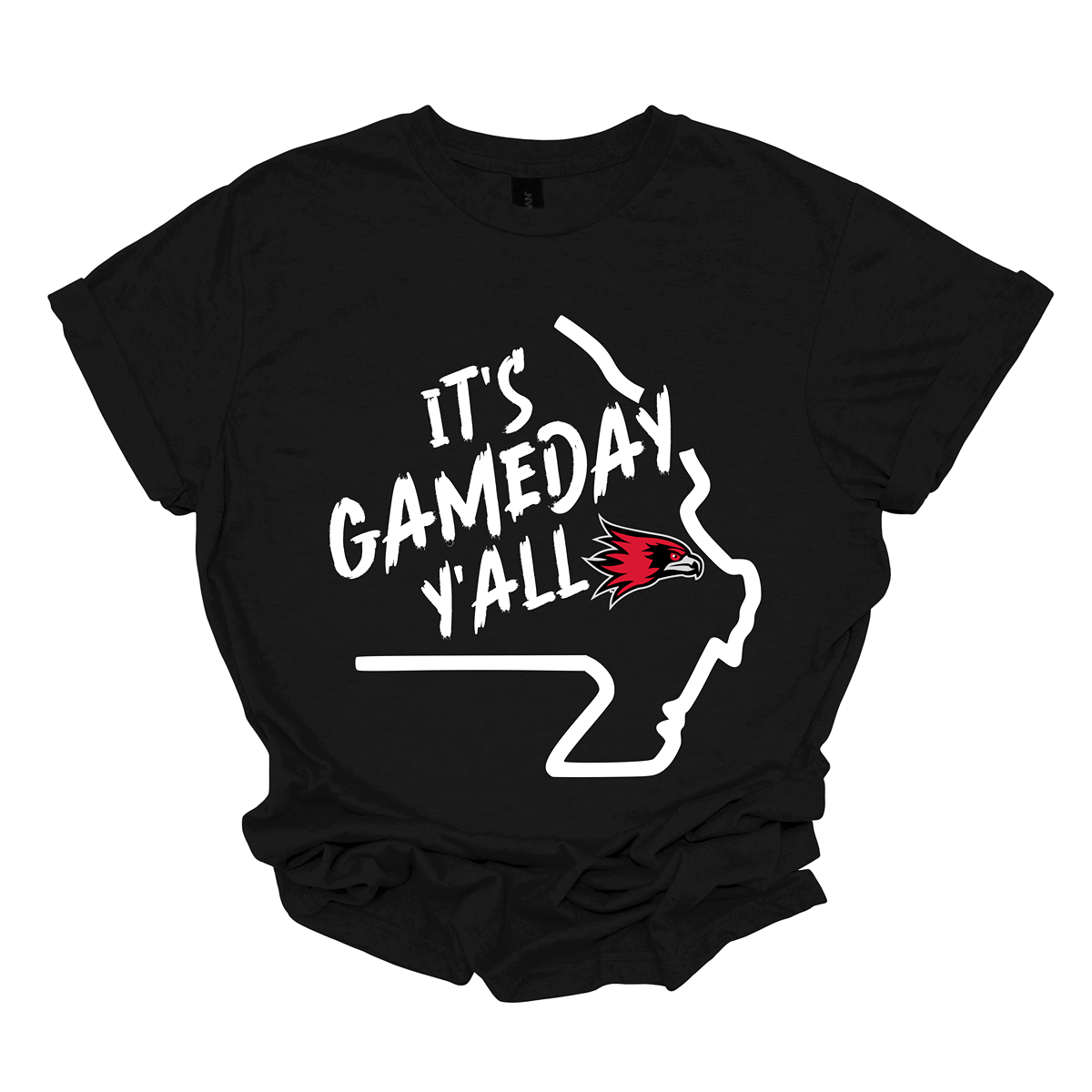 This comfortable and bold SEMO short sleeve shirt features a sleek white outline of the state of Missouri with a fierce SEMO Redhawk proudly pointing to Cape Girardeau, MO — the heart of Redhawk country. Above the Redhawk, the phrase "Game Day Y’all" adds a Southern-inspired rally cry perfect for tailgates, home games, and campus pride.
Shop at Gorgeousware.com today!
