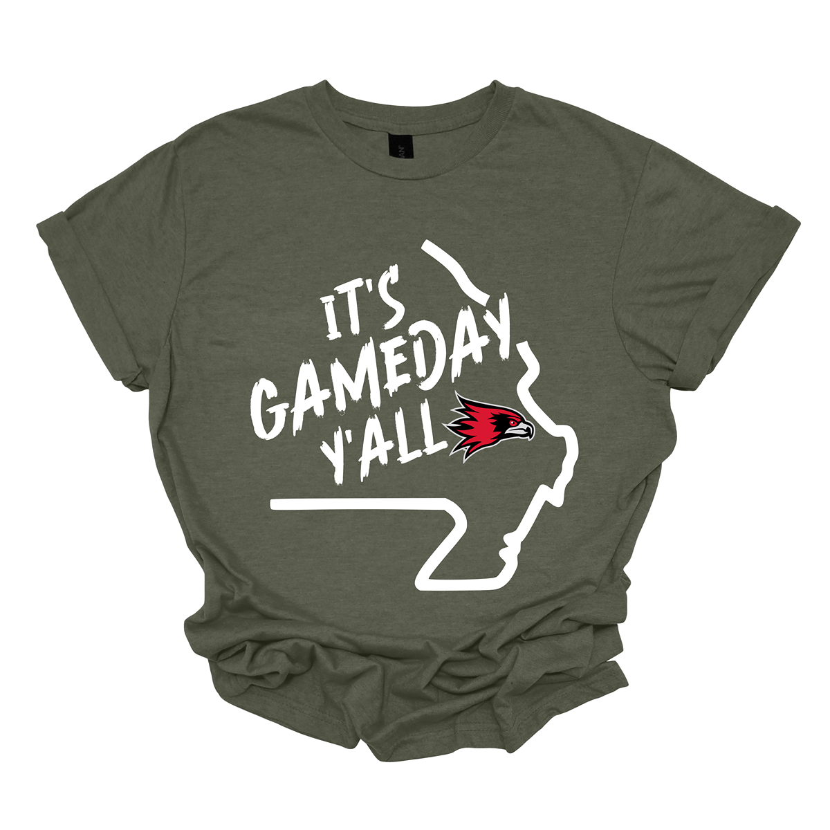 This comfortable and bold SEMO short sleeve shirt features a sleek white outline of the state of Missouri with a fierce SEMO Redhawk proudly pointing to Cape Girardeau, MO — the heart of Redhawk country. Above the Redhawk, the phrase "Game Day Y’all" adds a Southern-inspired rally cry perfect for tailgates, home games, and campus pride.
Shop at Gorgeousware.com today!