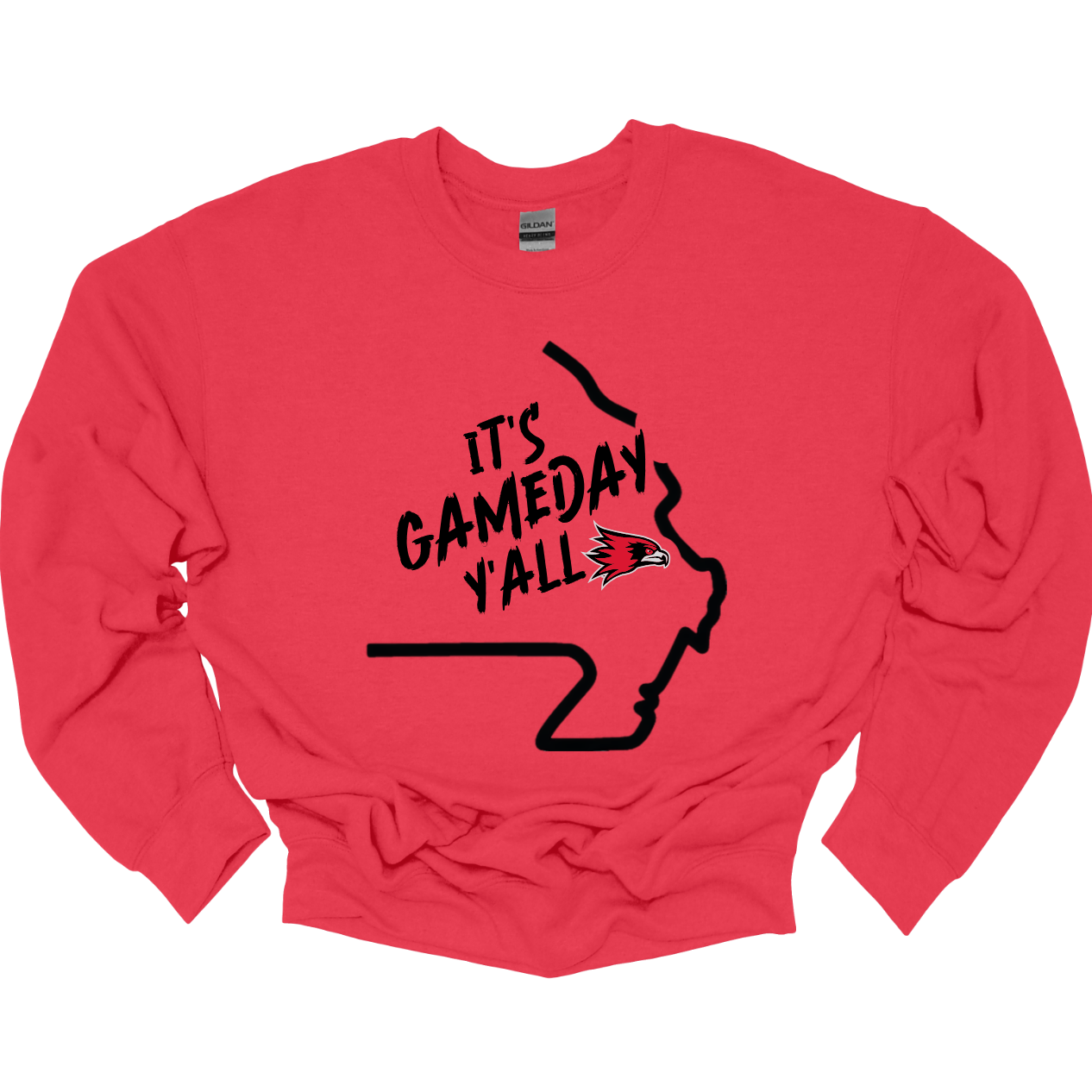 This comfortable and bold SEMO crewneck in youth sizes features a sleek black outline of the state of Missouri with a fierce SEMO Redhawk proudly pointing to Cape Girardeau, MO — the heart of Redhawk country. Above the Redhawk, the phrase "Game Day Y’all" adds a Southern-inspired rally cry perfect for tailgates, home games, and campus pride.
Shop at Gorgeousware.com today!