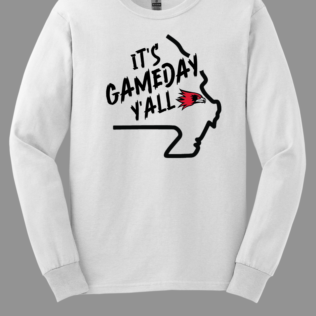 This comfortable and bold SEMO long sleeve shirt features a sleek black outline of the state of Missouri with a fierce SEMO Redhawk proudly pointing to Cape Girardeau, MO — the heart of Redhawk country. Above the Redhawk, the phrase "Game Day Y’all" adds a Southern-inspired rally cry perfect for tailgates, home games, and campus pride.
Shop at Gorgeousware.com today!