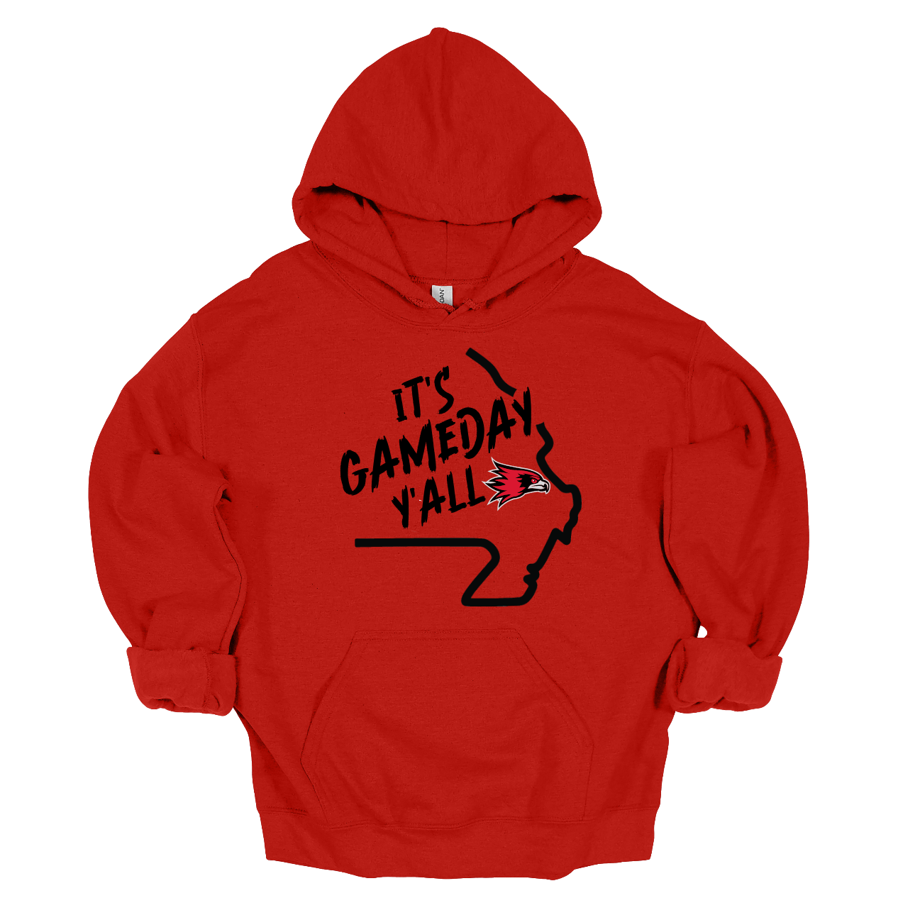 This comfortable and bold SEMO hoodie features a sleek black outline of the state of Missouri with a fierce SEMO Redhawk proudly pointing to Cape Girardeau, MO — the heart of Redhawk country. Above the Redhawk, the phrase "Game Day Y’all" adds a Southern-inspired rally cry perfect for tailgates, home games, and campus pride.
Shop at Gorgeousware.com today!