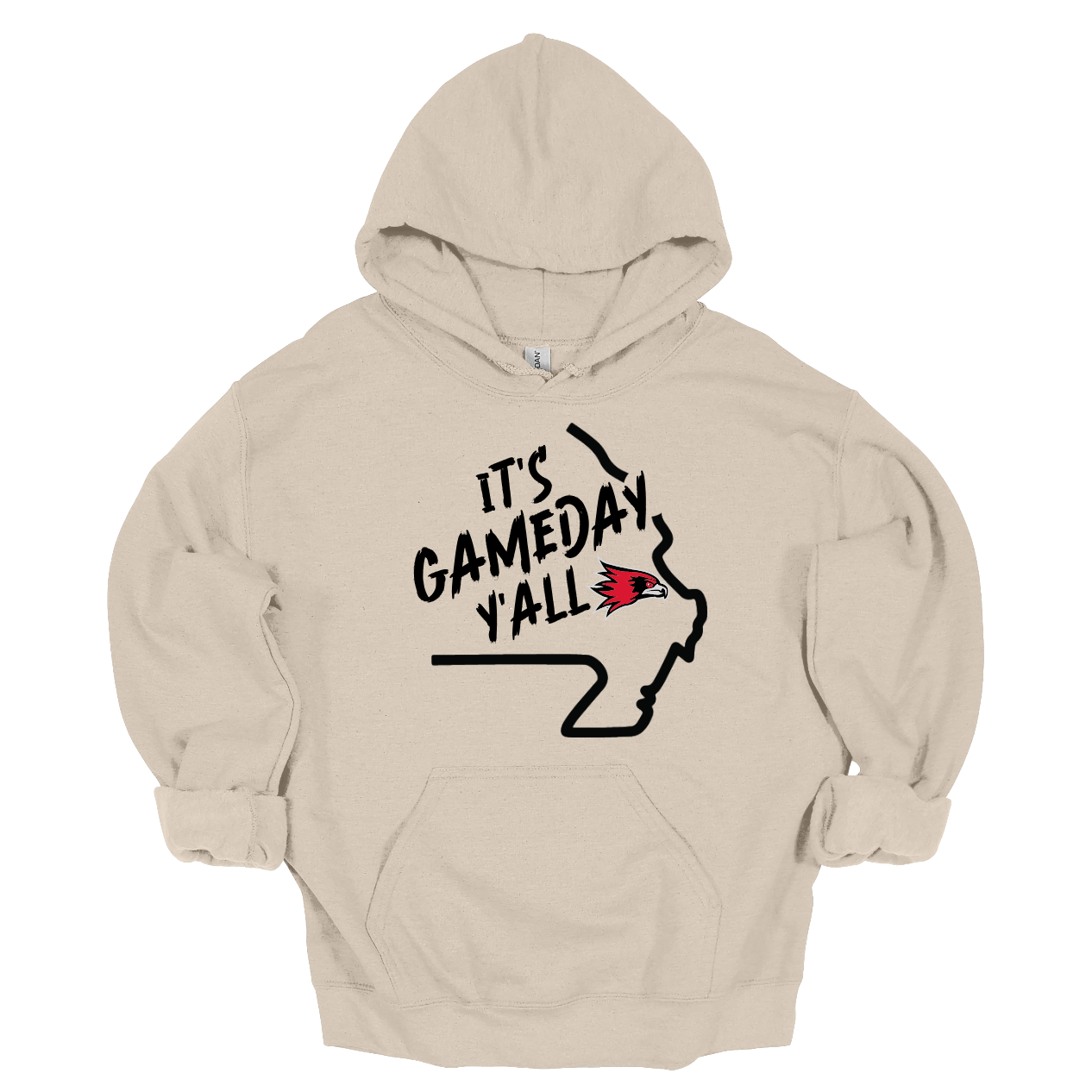 This comfortable and bold SEMO hoodie features a sleek black outline of the state of Missouri with a fierce SEMO Redhawk proudly pointing to Cape Girardeau, MO — the heart of Redhawk country. Above the Redhawk, the phrase "Game Day Y’all" adds a Southern-inspired rally cry perfect for tailgates, home games, and campus pride.
Shop at Gorgeousware.com today!
