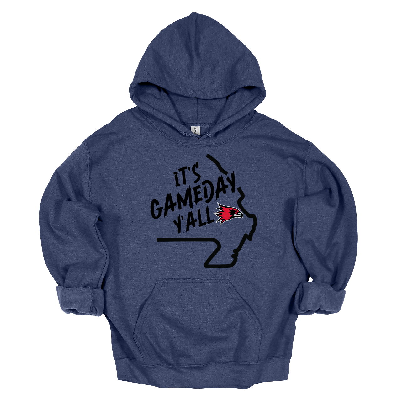 This comfortable and bold SEMO hoodie features a sleek black outline of the state of Missouri with a fierce SEMO Redhawk proudly pointing to Cape Girardeau, MO — the heart of Redhawk country. Above the Redhawk, the phrase "Game Day Y’all" adds a Southern-inspired rally cry perfect for tailgates, home games, and campus pride.
Shop at Gorgeousware.com today!