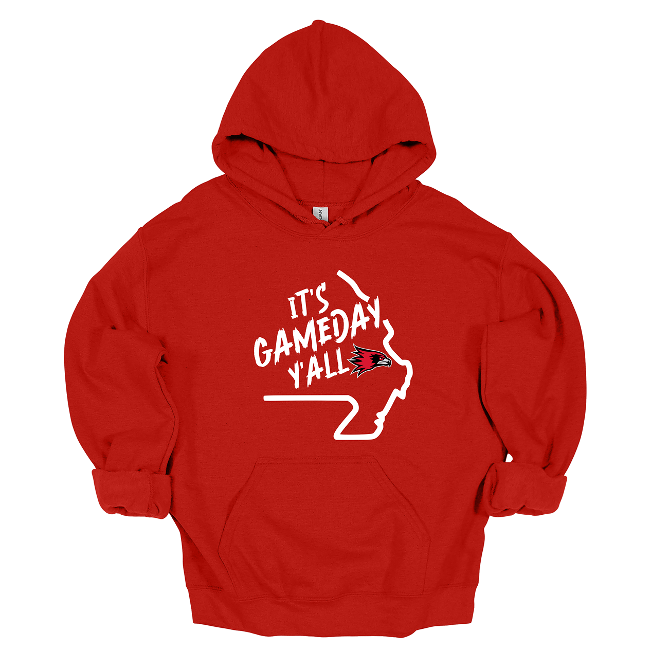 This comfortable and bold SEMO hoodie features a sleek white outline of the state of Missouri with a fierce SEMO Redhawk proudly pointing to Cape Girardeau, MO — the heart of Redhawk country. Above the Redhawk, the phrase "Game Day Y’all" adds a Southern-inspired rally cry perfect for tailgates, home games, and campus pride.
Shop at Gorgeousware.com today!