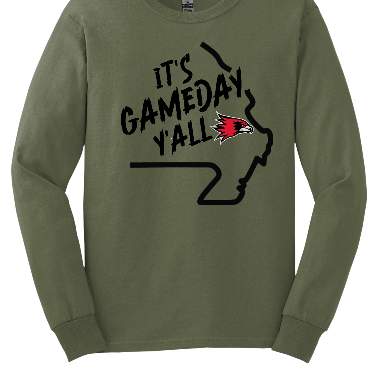 This comfortable and bold SEMO long sleeve shirt features a sleek black outline of the state of Missouri with a fierce SEMO Redhawk proudly pointing to Cape Girardeau, MO — the heart of Redhawk country. Above the Redhawk, the phrase "Game Day Y’all" adds a Southern-inspired rally cry perfect for tailgates, home games, and campus pride.
Shop at Gorgeousware.com today!