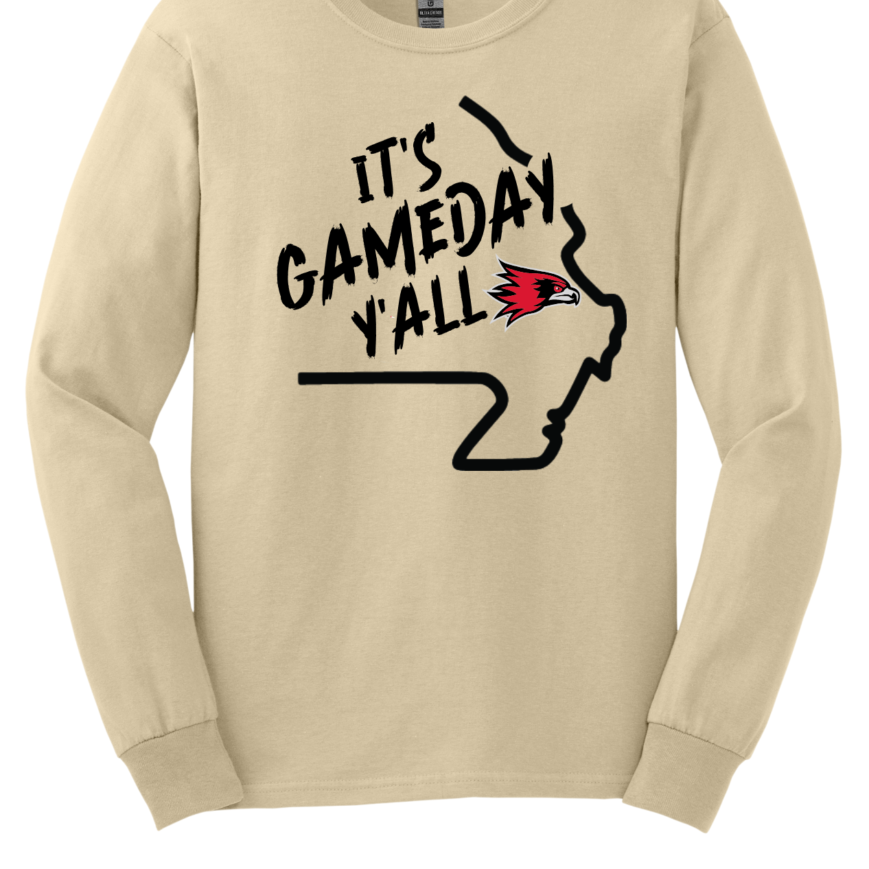 This comfortable and bold SEMO long sleeve shirt features a sleek black outline of the state of Missouri with a fierce SEMO Redhawk proudly pointing to Cape Girardeau, MO — the heart of Redhawk country. Above the Redhawk, the phrase "Game Day Y’all" adds a Southern-inspired rally cry perfect for tailgates, home games, and campus pride.
Shop at Gorgeousware.com today!