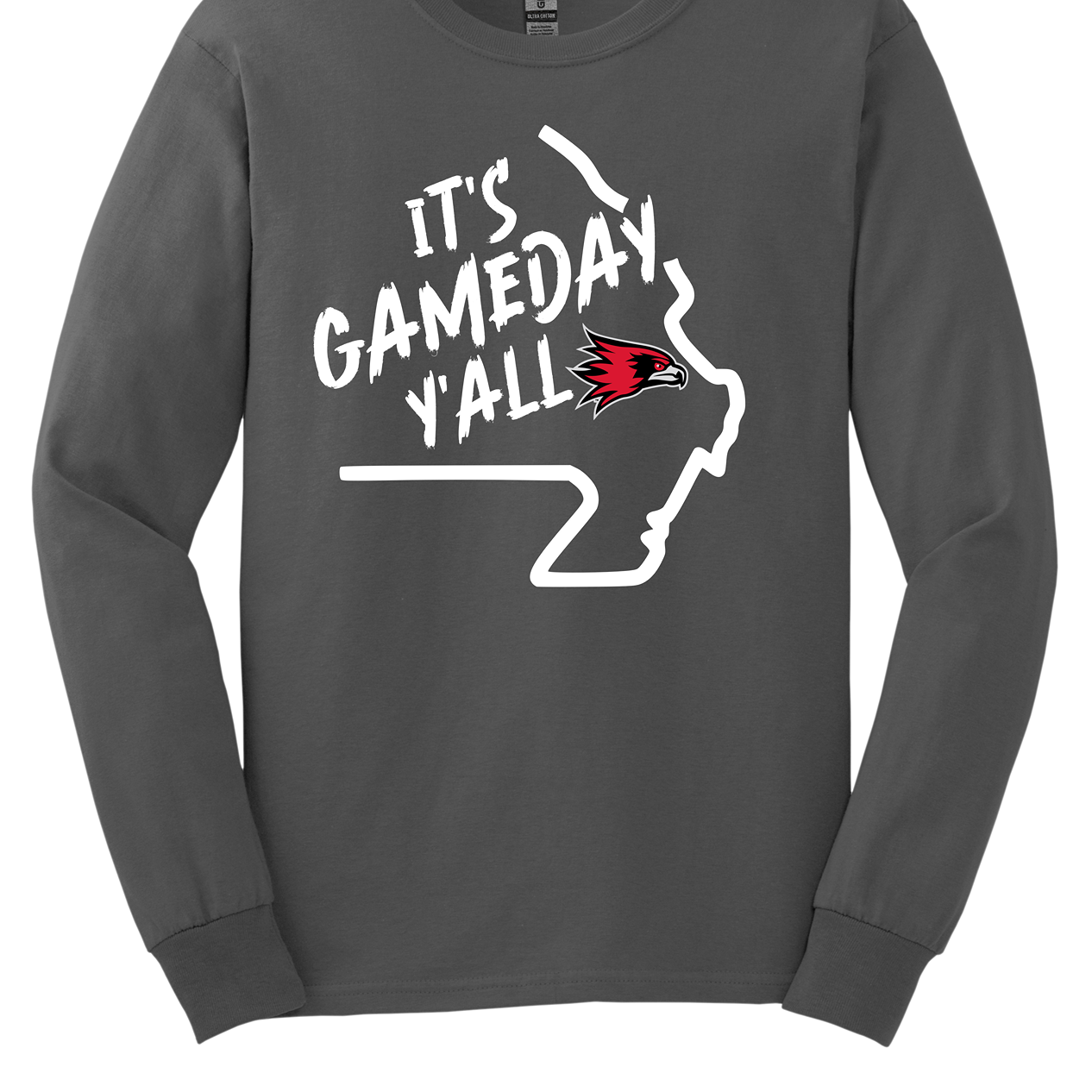 This comfortable and bold SEMO long sleeve shirt features a sleek white outline of the state of Missouri with a fierce SEMO Redhawk proudly pointing to Cape Girardeau, MO — the heart of Redhawk country. Above the Redhawk, the phrase "Game Day Y’all" adds a Southern-inspired rally cry perfect for tailgates, home games, and campus pride.
Shop at Gorgeousware.com today!