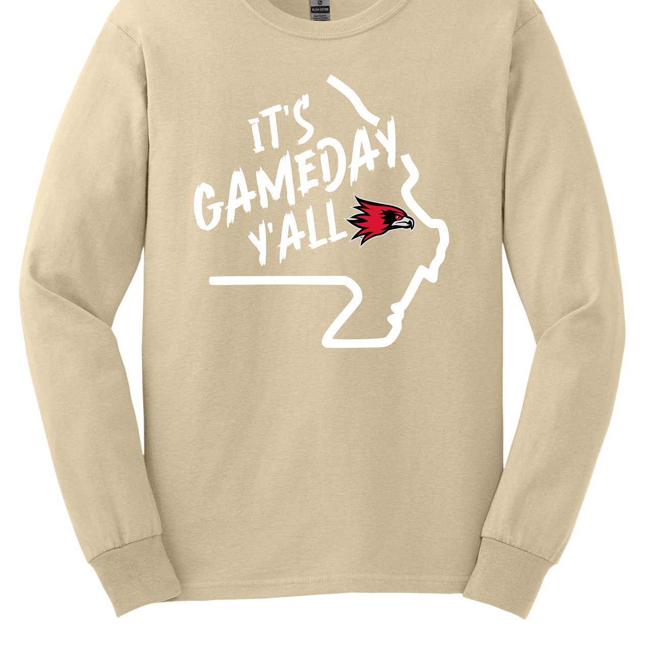 This comfortable and bold SEMO long sleeve shirt features a sleek white outline of the state of Missouri with a fierce SEMO Redhawk proudly pointing to Cape Girardeau, MO — the heart of Redhawk country. Above the Redhawk, the phrase "Game Day Y’all" adds a Southern-inspired rally cry perfect for tailgates, home games, and campus pride.
Shop at Gorgeousware.com today!