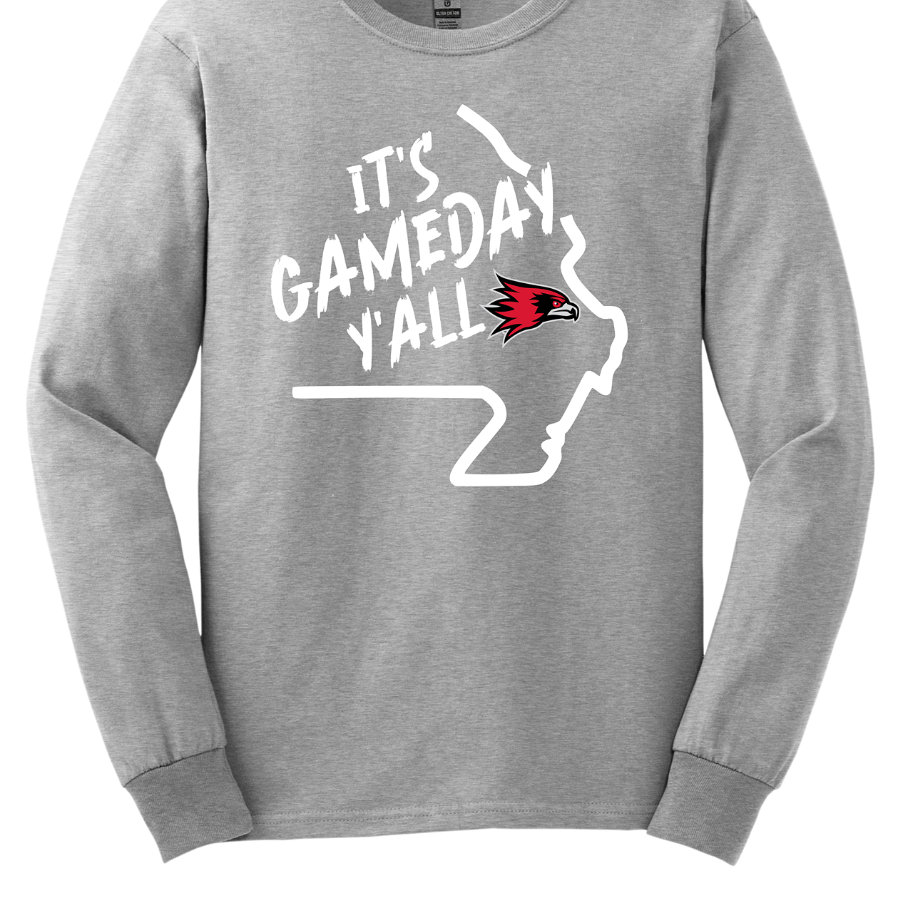 This comfortable and bold SEMO long sleeve shirt features a sleek white outline of the state of Missouri with a fierce SEMO Redhawk proudly pointing to Cape Girardeau, MO — the heart of Redhawk country. Above the Redhawk, the phrase "Game Day Y’all" adds a Southern-inspired rally cry perfect for tailgates, home games, and campus pride.
Shop at Gorgeousware.com today!