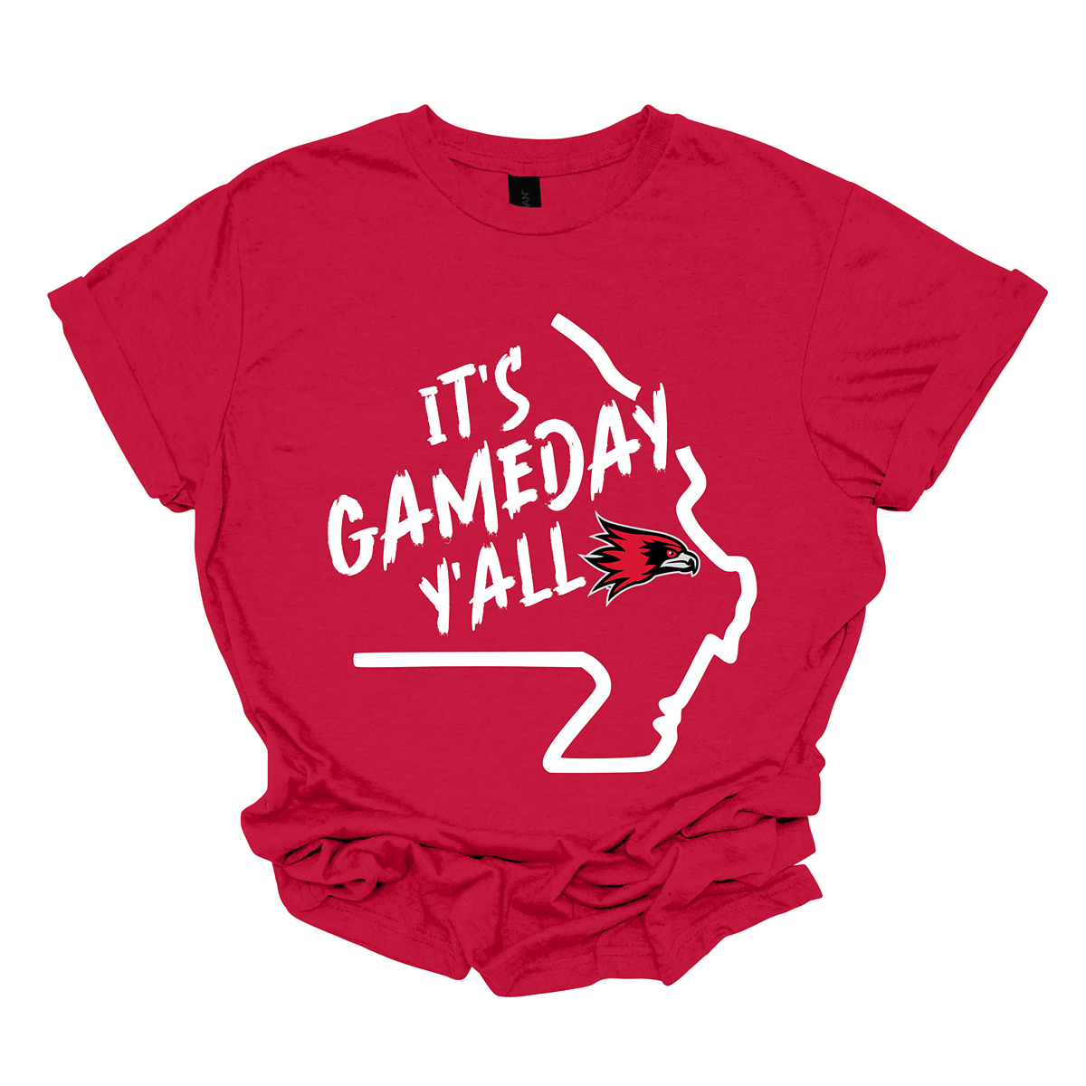 This comfortable and bold SEMO short sleeve shirt features a sleek white outline of the state of Missouri with a fierce SEMO Redhawk proudly pointing to Cape Girardeau, MO — the heart of Redhawk country. Above the Redhawk, the phrase "Game Day Y’all" adds a Southern-inspired rally cry perfect for tailgates, home games, and campus pride.
Shop at Gorgeousware.com today!