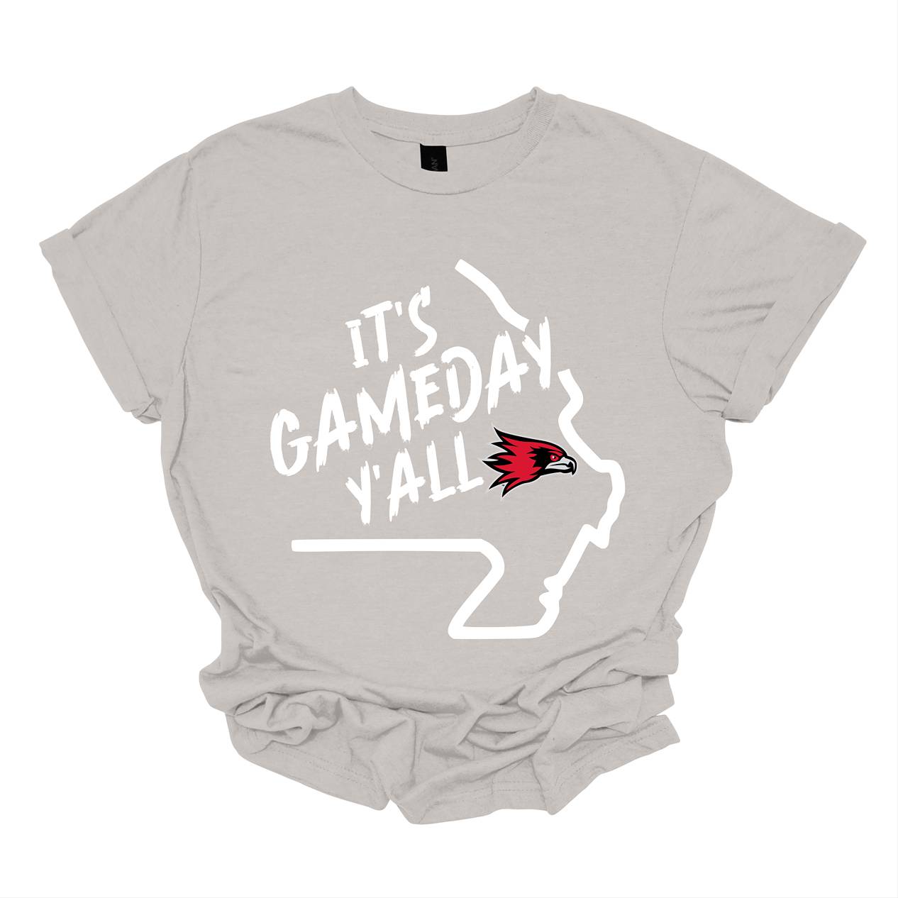 This comfortable and bold SEMO short sleeve shirt features a sleek white outline of the state of Missouri with a fierce SEMO Redhawk proudly pointing to Cape Girardeau, MO — the heart of Redhawk country. Above the Redhawk, the phrase "Game Day Y’all" adds a Southern-inspired rally cry perfect for tailgates, home games, and campus pride.
Shop at Gorgeousware.com today!