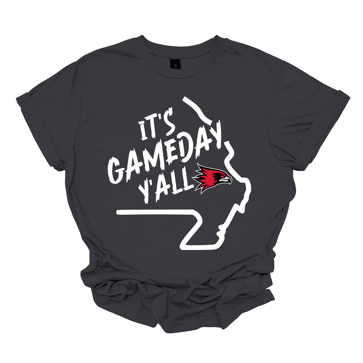 This comfortable and bold SEMO short sleeve shirt features a sleek white outline of the state of Missouri with a fierce SEMO Redhawk proudly pointing to Cape Girardeau, MO — the heart of Redhawk country. Above the Redhawk, the phrase "Game Day Y’all" adds a Southern-inspired rally cry perfect for tailgates, home games, and campus pride.
Shop at Gorgeousware.com today!