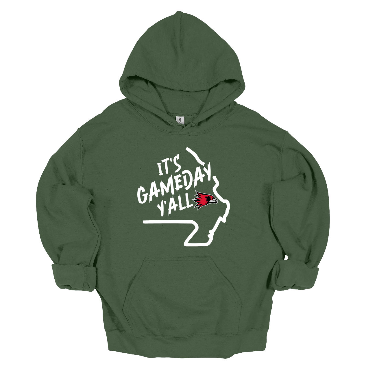 This comfortable and bold SEMO hoodie features a sleek white outline of the state of Missouri with a fierce SEMO Redhawk proudly pointing to Cape Girardeau, MO — the heart of Redhawk country. Above the Redhawk, the phrase "Game Day Y’all" adds a Southern-inspired rally cry perfect for tailgates, home games, and campus pride.
Shop at Gorgeousware.com today!