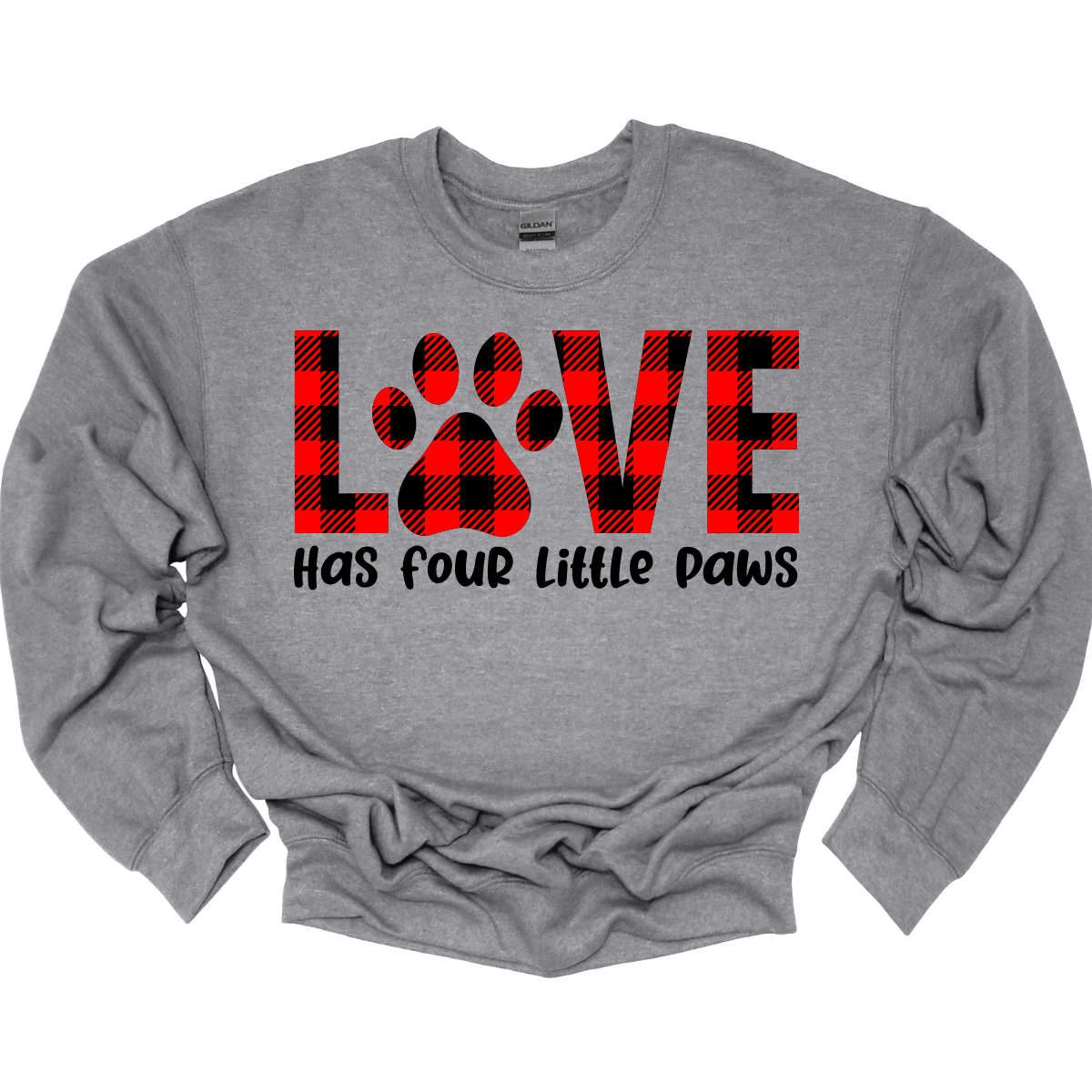 Declare your love for furry companions with our 'LOVE has Four Little Paws' T-shirt, featuring an adorable paw print in black and red plaid and a paw as the 'O'. This tee is a heartwarming tribute to the joy that pets bring into our lives. The charming plaid design adds a touch of rustic charm, creating a perfect blend of style and sentiment. Shop at Gorgeousware.com today!