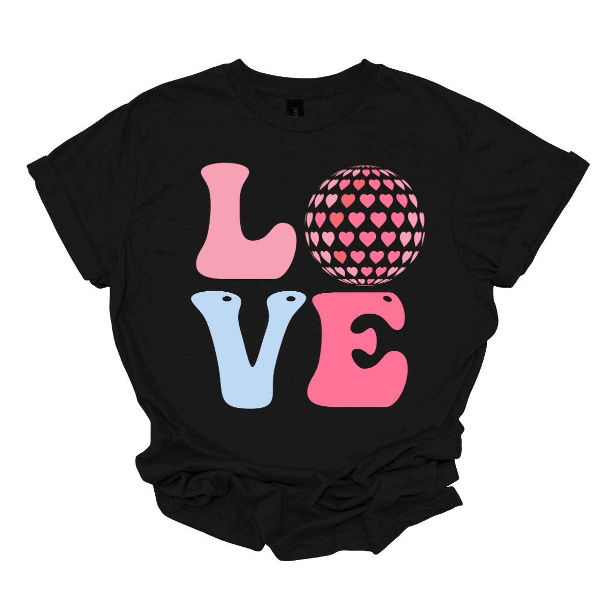 Turn up the love and dance into style with our 'Love' T-shirt featuring a dazzling disco ball in place of the 'O.' This tee is a celebration of love and groovy vibes, fusing romance with a touch of disco glamour. The sparkling disco ball adds a playful and dynamic element to the classic 'Love' message.