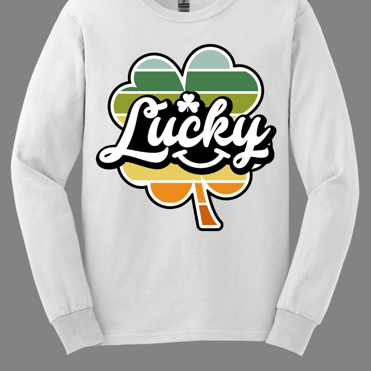 Introducing our "Lucky with Retro Color Striped Shamrock" T-shirt, a vibrant and stylish addition to your wardrobe! This eye-catching design features a bold shamrock in retro-inspired colors, set against the word "lucky" in a playful font. Shop at Gorgeousware.com