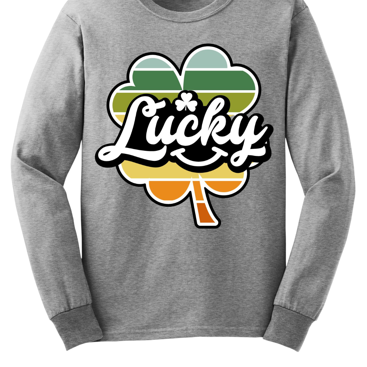 Introducing our "Lucky with Retro Color Striped Shamrock" T-shirt, a vibrant and stylish addition to your wardrobe! This eye-catching design features a bold shamrock in retro-inspired colors, set against the word "lucky" in a playful font. Shop at Gorgeousware.com