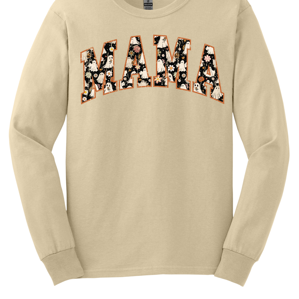 Embrace the season with our Retro 'MAMA' tee, where vintage vibes meet whimsical charm! This shirt features the word 'MAMA' in a playful retro font, adorned with an enchanting pattern of cute ghosts and autumn florals. Each letter is a delightful mix of spooky and sweet, showcasing tiny, friendly ghosts amidst vibrant fall blooms. Crafted from soft, high-quality fabric, this tee is perfect for adding a touch of seasonal spirit to your wardrobe. Shop at Gorgeousware.com