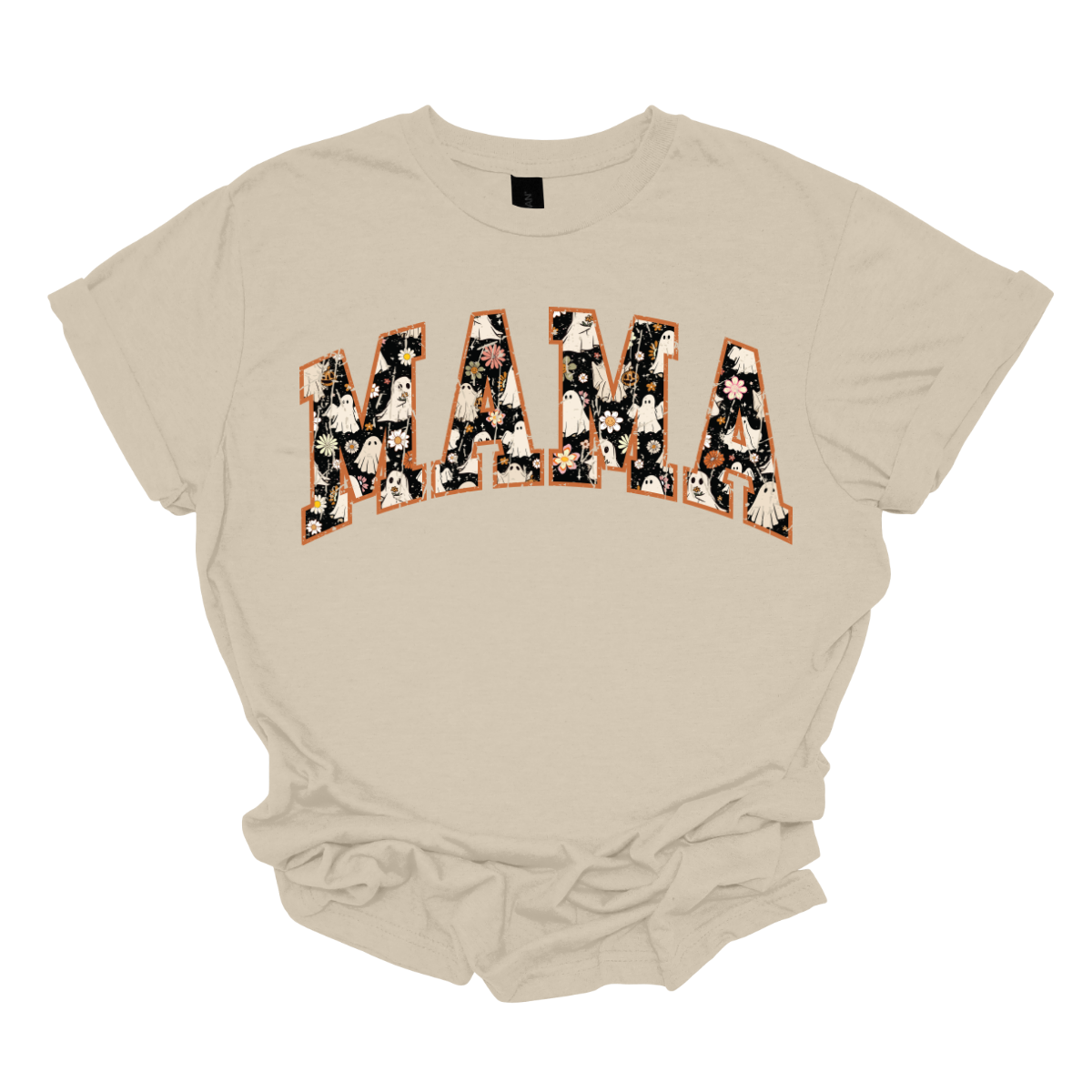 Embrace the season with our Retro 'MAMA' tee, where vintage vibes meet whimsical charm! This shirt features the word 'MAMA' in a playful retro font, adorned with an enchanting pattern of cute ghosts and autumn florals. Each letter is a delightful mix of spooky and sweet, showcasing tiny, friendly ghosts amidst vibrant fall blooms. Crafted from soft, high-quality fabric, this tee is perfect for adding a touch of seasonal spirit to your wardrobe. Shop at Gorgeousware.com