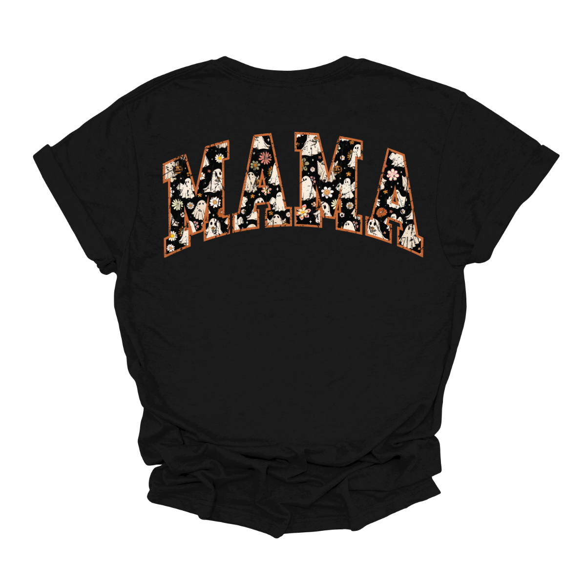 Embrace the season with our Retro 'MAMA' tee, where vintage vibes meet whimsical charm! This shirt features the word 'MAMA' in a playful retro font, adorned with an enchanting pattern of cute ghosts and autumn florals. Each letter is a delightful mix of spooky and sweet, showcasing tiny, friendly ghosts amidst vibrant fall blooms. Crafted from soft, high-quality fabric, this tee is perfect for adding a touch of seasonal spirit to your wardrobe. Shop at Gorgeousware.com
